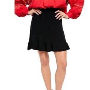 Free People Beach Black Ruffle Bottom Pull on mini skirt Sz XS